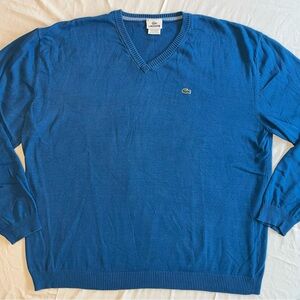 Lacoste V-Neck Sweater in Rich Blue